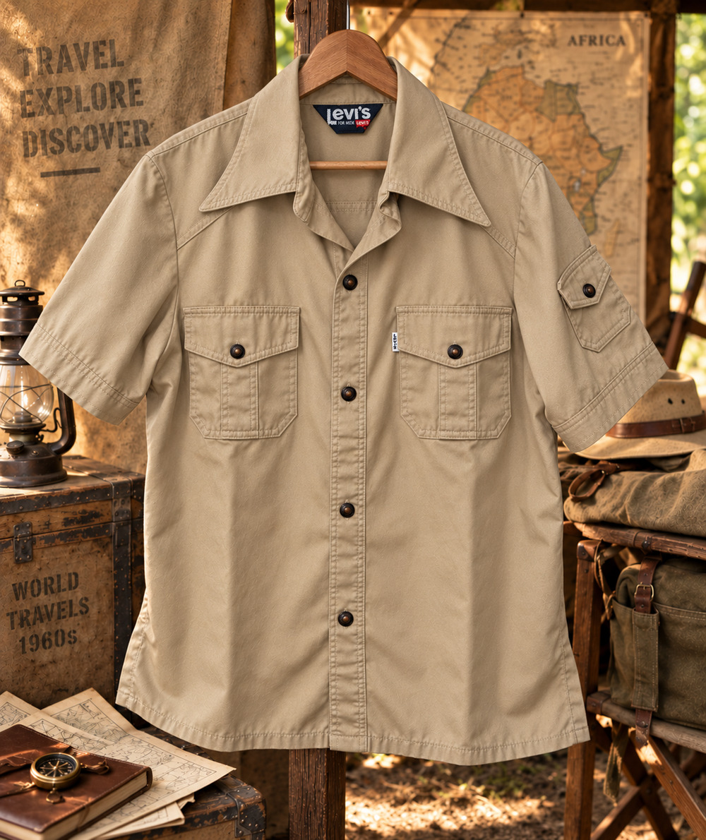 Levi's Sportswear Safari Shirt Jacket Men's L 60s 70s Vintage Khaki Rare